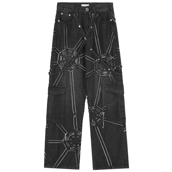 Spider Web Construction Cargo Jeans